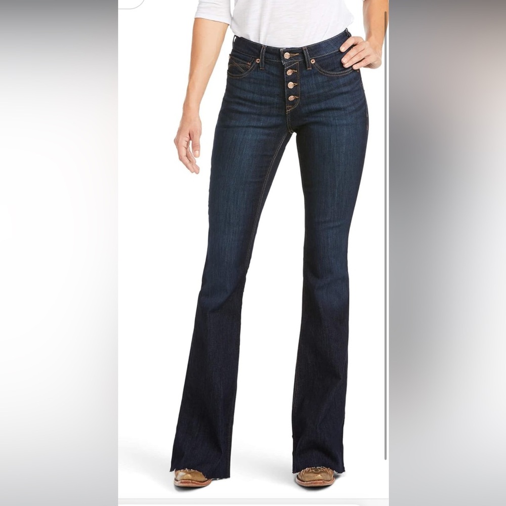Ariat Real Jeans High Rise Ophelia Flare Fray Hem Size 28x32